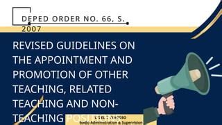 deped order no 66 s 2007|Revised Guidelines on the Appointment and .
